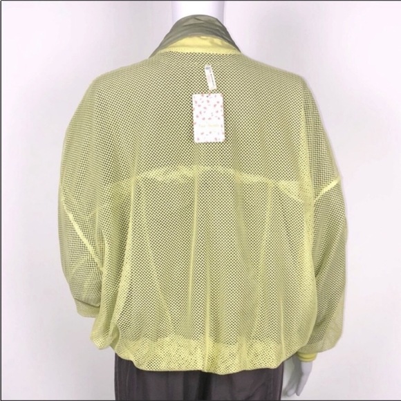 Free People Movement Olive Green &Yellow Reversible Windbreaker Opal Jacket SzXS - Picture 14 of 16
